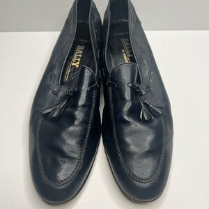 Bally Black Leather Tassel Loafers